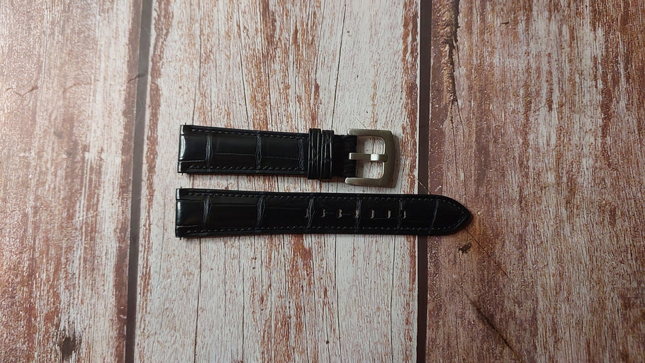 Black Full Grain Crocodile Custom Leather Strap For Omega Speedmaster Watch