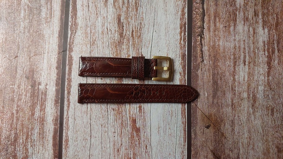 Dark Brown Full Grain Ostrich Leg Custom Leather Strap For Omega Globemaster 1956 Watch