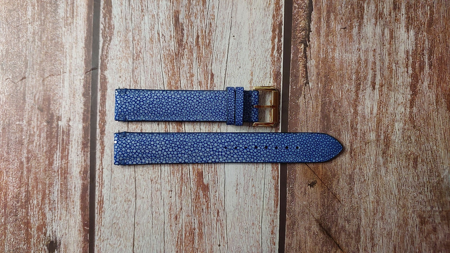 Blue Full Grain Stingray Custom Leather Strap For Shinola The Brakeman Midnight Watch