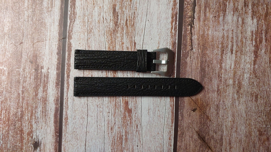 Black Full Grain Shark Skin Custom Leather Strap