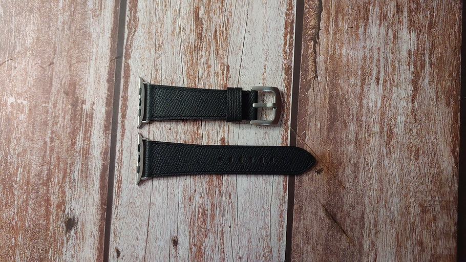 Black Epsom Custom Leather Strap For Apple Watch Ultra 2 (49mm)