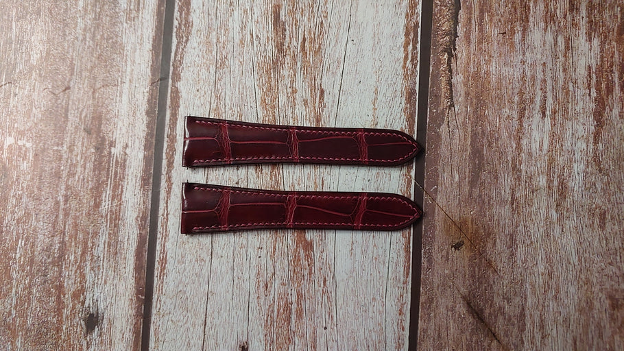 Burgundy Full Grain Crocodile Custom Leather Strap