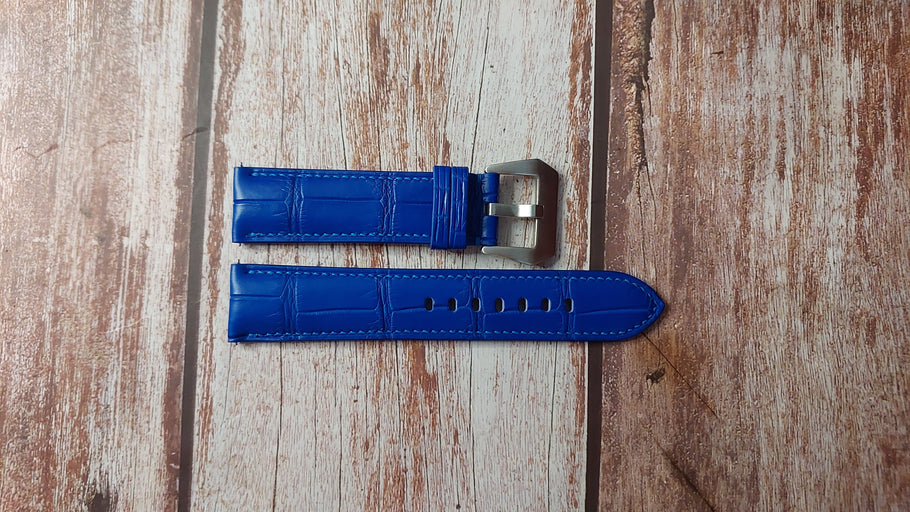 Blue Full Grain Crocodile Custom Leather Strap