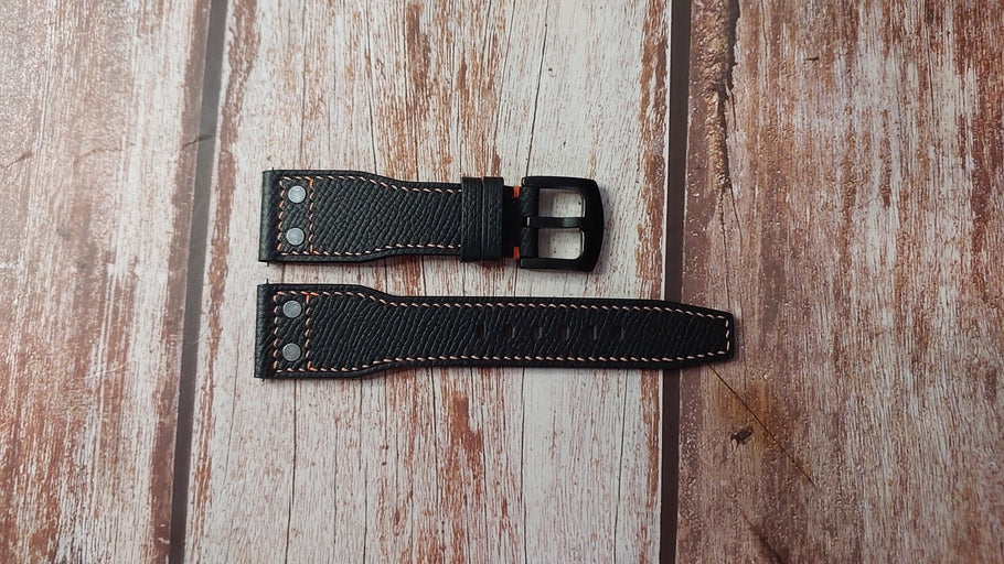 Black Epsom Custom Pilot/Aviator Leather Strap