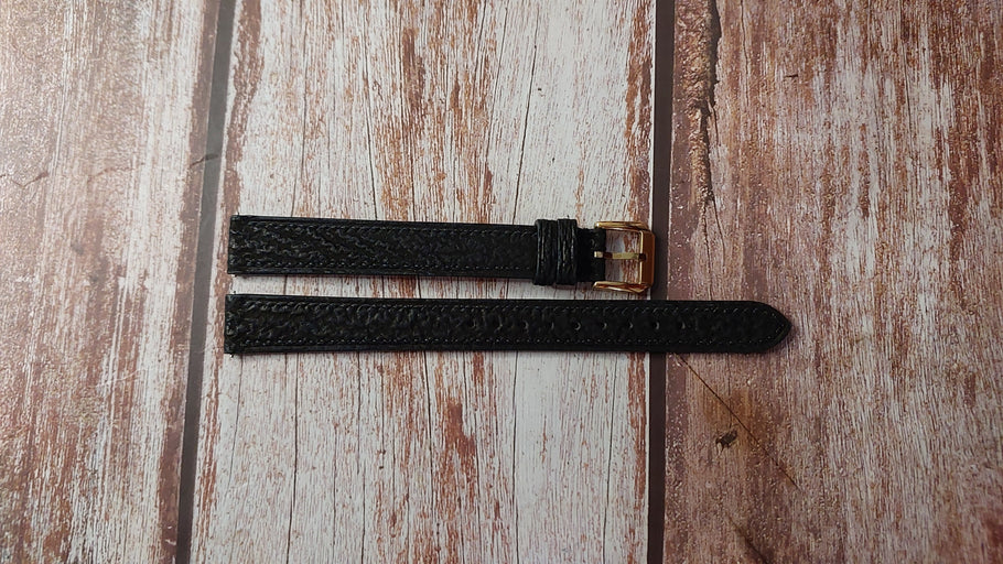 Black Full Grain Shark Skin Custom Leather Strap