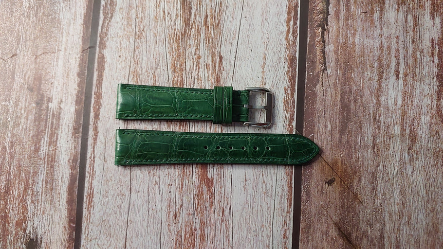 Green Full Grain Crocodile Custom Leather Strap