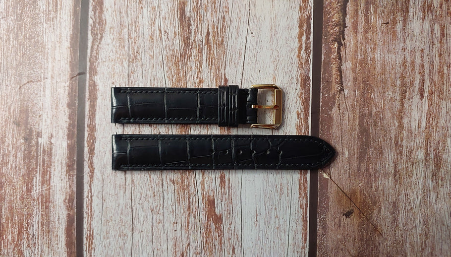 Black Full Grain Crocodile Custom Leather Strap