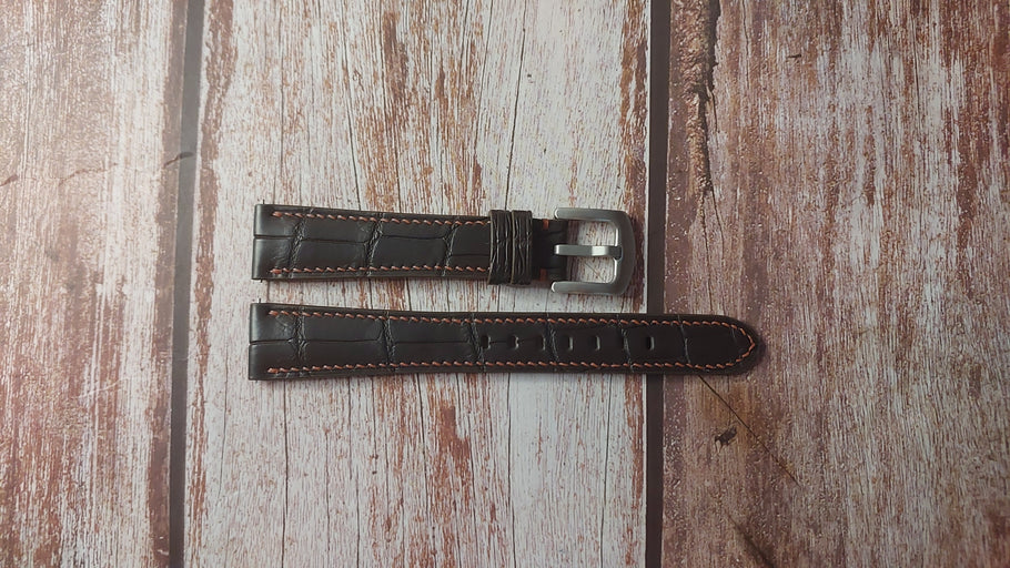 Brown Full Grain Crocodile Custom Leather Strap For JAEGER-LECOULTRE REVERSO GRANDE TAILLE 270.8.36 Watch