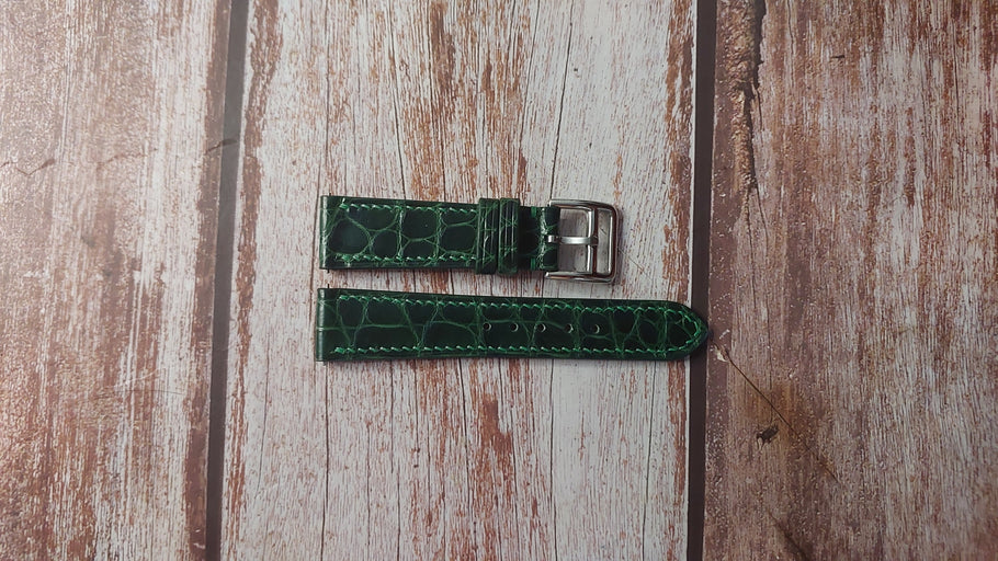 Green Full Grain Crocodile Custom Leather Strap