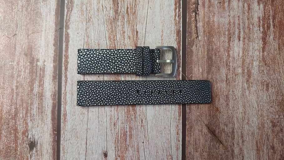 Black Full Grain Stingray Custom Leather Strap