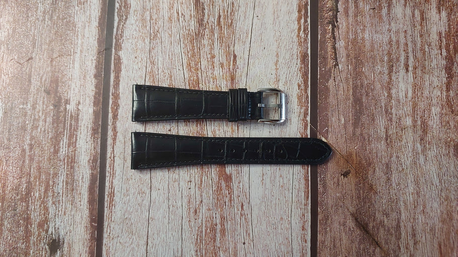 Black Full Grain Crocodile Custom Leather Strap For Breguet Ref. 5140 / 9183 BE Watch