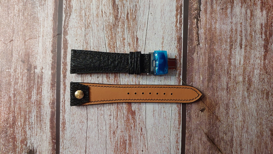 Black Sharkskin Leather Custom Open Ended Strap