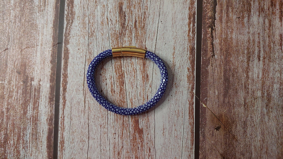 Blue Full Grain Stingray Custom Leather Bracelet