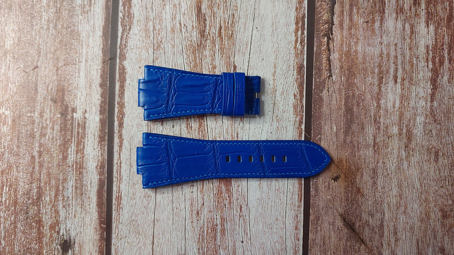 Blue Crocodile Leather Custom Notched Strap