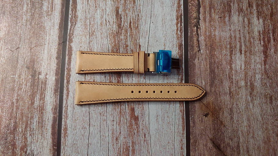 Natural Italian Veg Tanned Buttero Box Custom Leather Strap