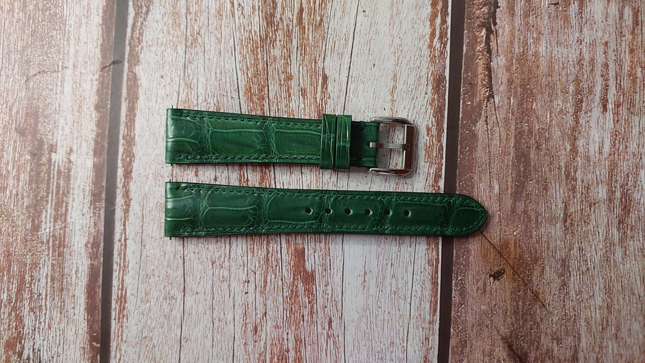 Green Full Grain Crocodile Custom Leather Strap