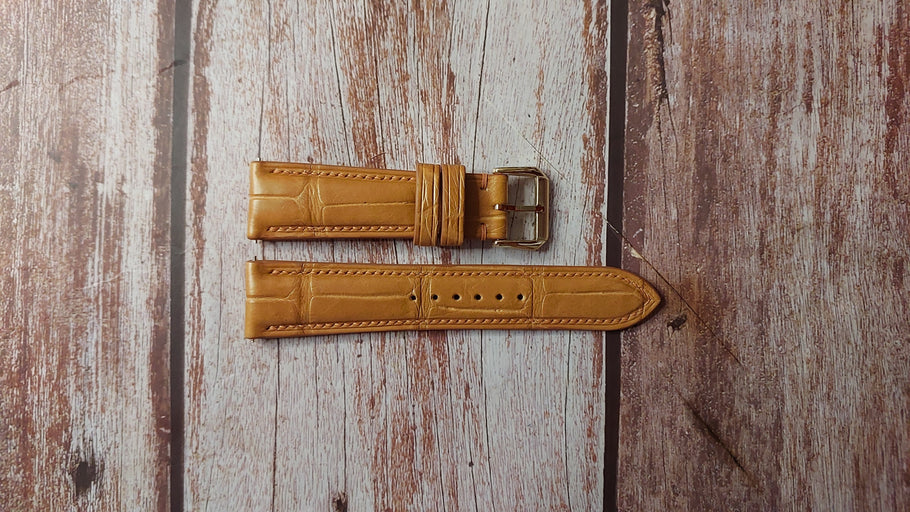 Light Brown Full Grain Crocodile Custom Leather Strap