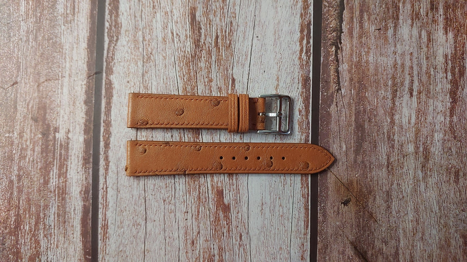 Brown Full Grain Ostrich Custom Leather Strap For Reverso Watch