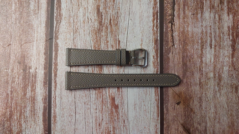 Gray Epsom Custom Leather Strap For Vintage King Seiko Watch