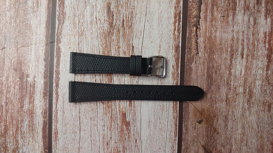 Black Epsom Custom Leather Strap For Vintage King Seiko Watch