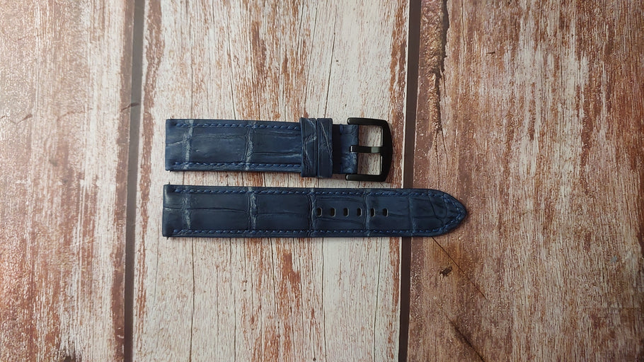 Navy Nubuck Full Grain Crocodile Custom Leather Strap For Tag Heuer Formula 1 Watch