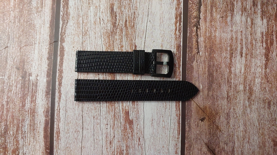 Black Full Grain Lizard Custom Leather Strap