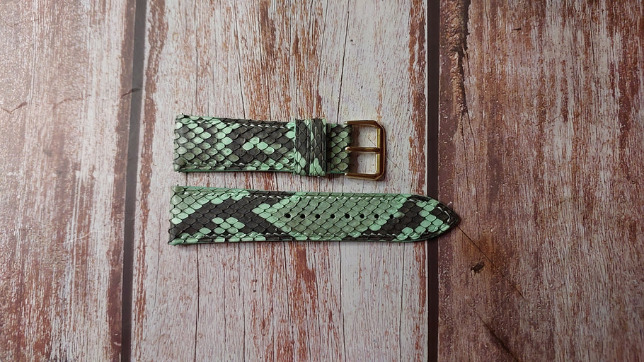 Green Full Grain Snakeskin Custom Leather Strap