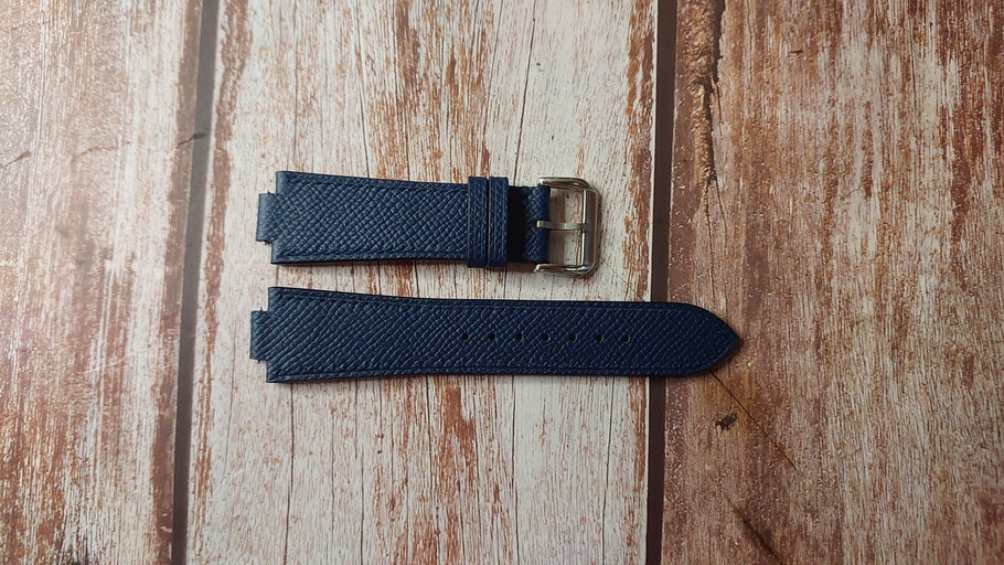 Navy Epsom Leather Custom Notched Strap For Citizen AV0070-57L Watch