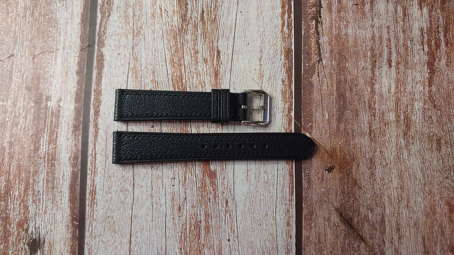 Black Alran Goat Custom Leather Strap For Hamilton American Classic Boulton Watch