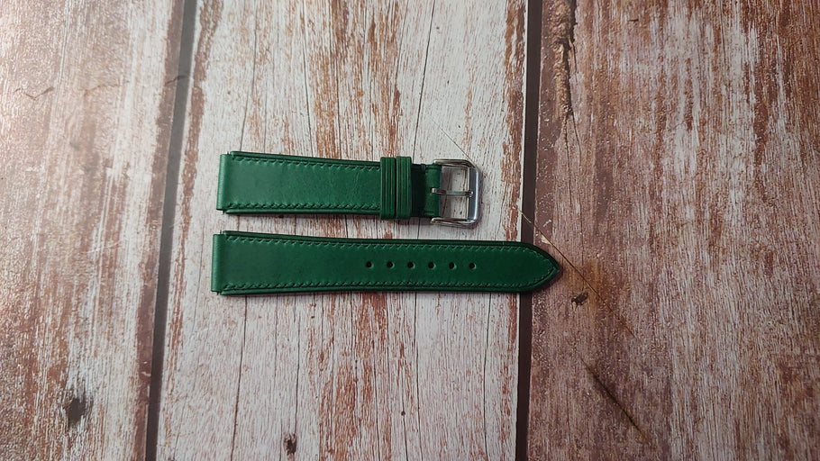 Green Buttero Leather Custom Notched Strap For Omega Deville 41 mm Watch