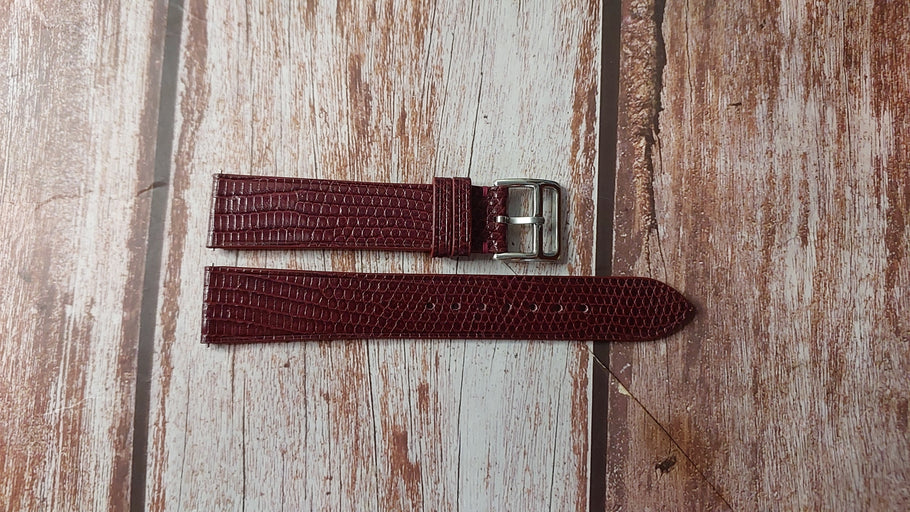 Red Full Grain Lizard Custom Leather Strap