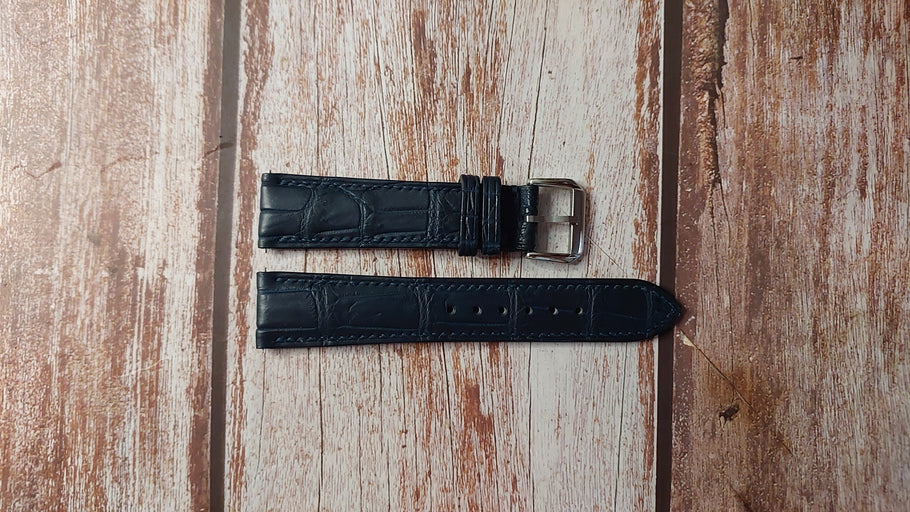 Dark Blue Full Grain Crocodile Custom Leather Strap For Grand seiko sbga211 Watch