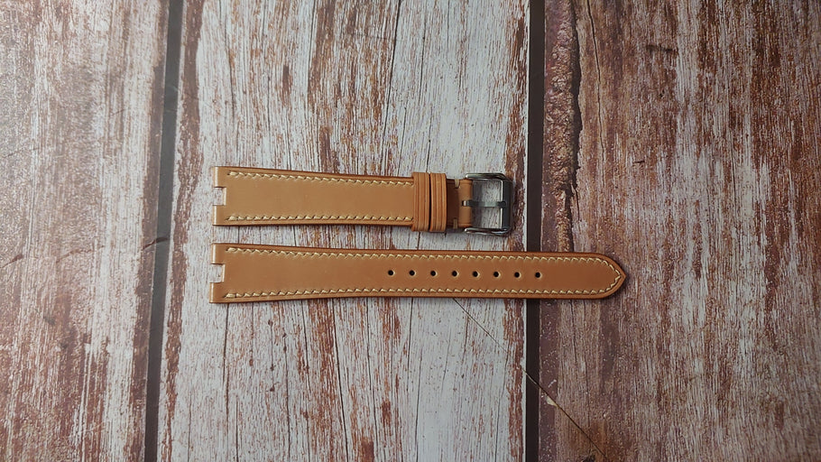 Natural Shell Cordovan Leather Custom Notched Strap