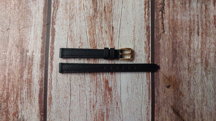 Black (Vegan) Apple Skin Leather Strap For Vintage Zenith Watch