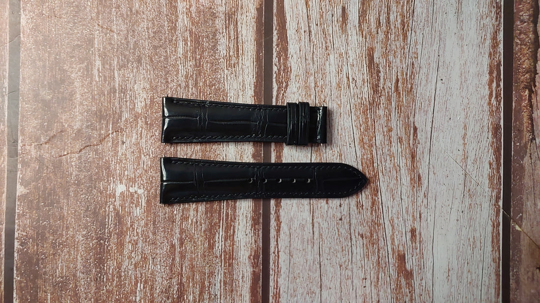 Black Full Grain Crocodile Custom Leather Strap