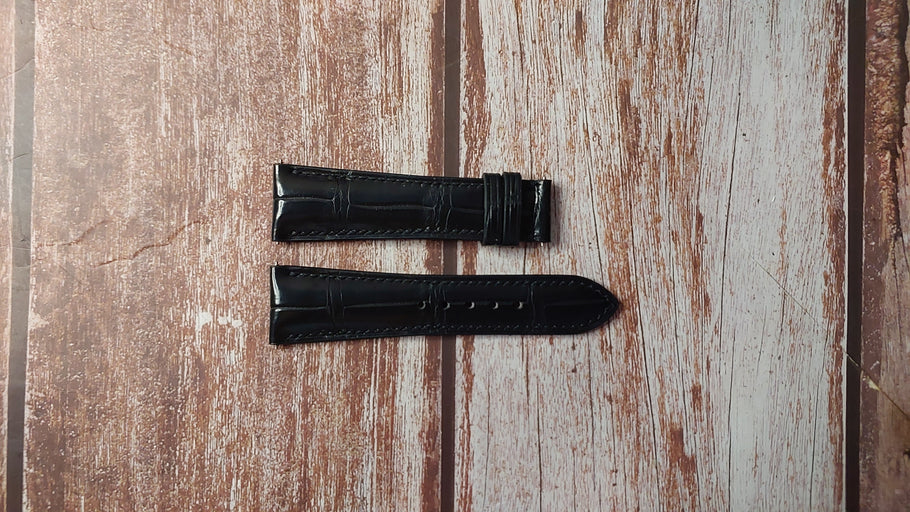 Black Full Grain Crocodile Custom Leather Strap