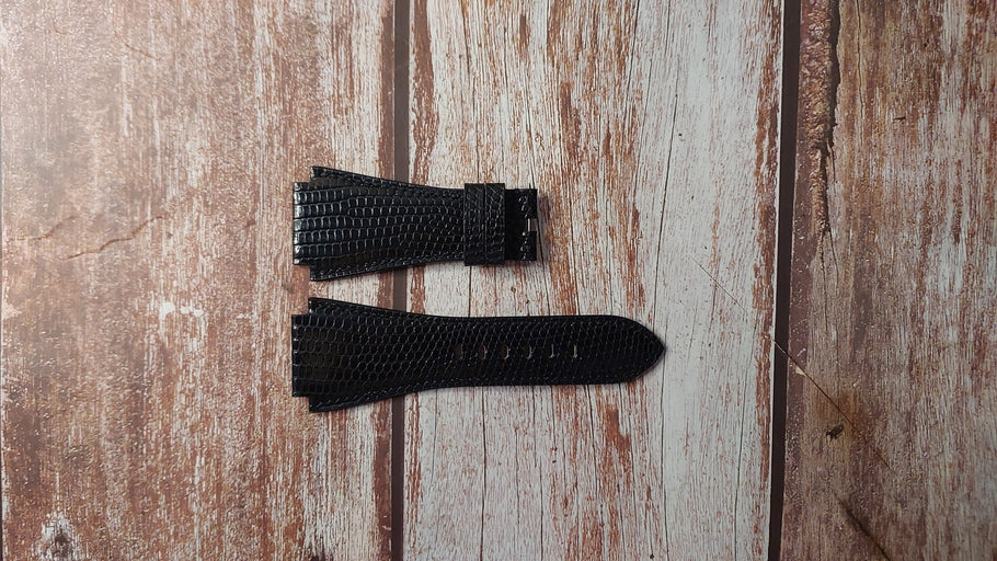 Black Lizard Leather Custom Notched Strap