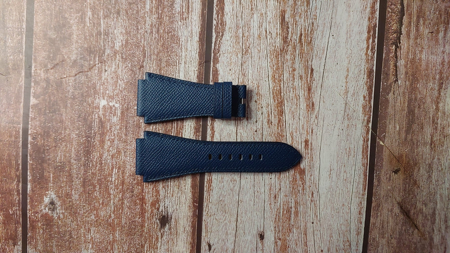 Navy Epsom Leather Custom Notched Strap