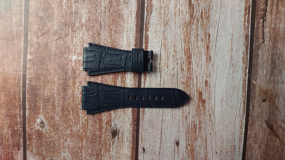 Navy Crocodile Leather Custom Notched Strap