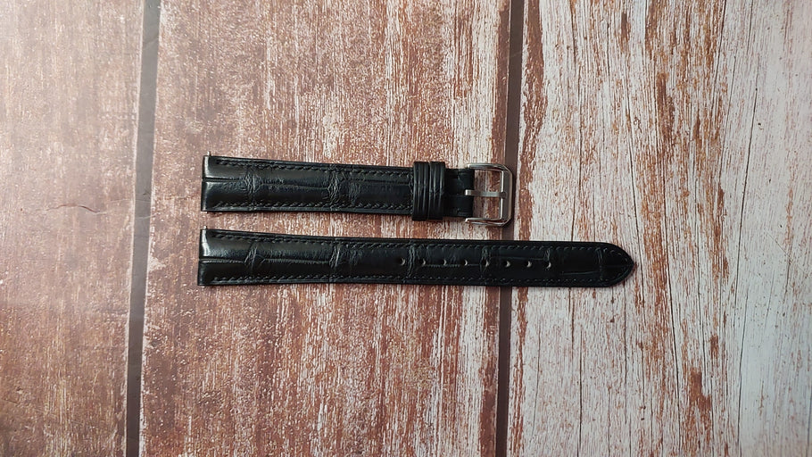 Black Full Grain Crocodile Custom Leather Strap