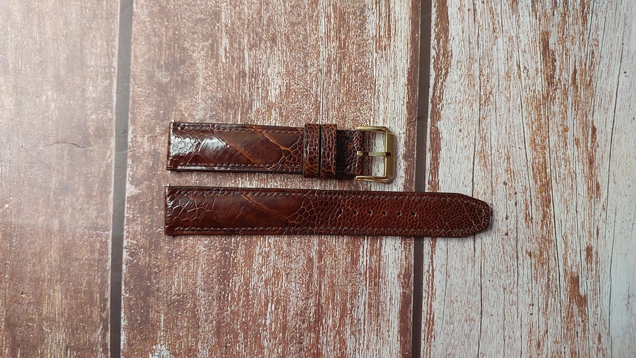 Dark Brown Full Grain Ostrich Leg Custom Leather Strap For Rolex Watch