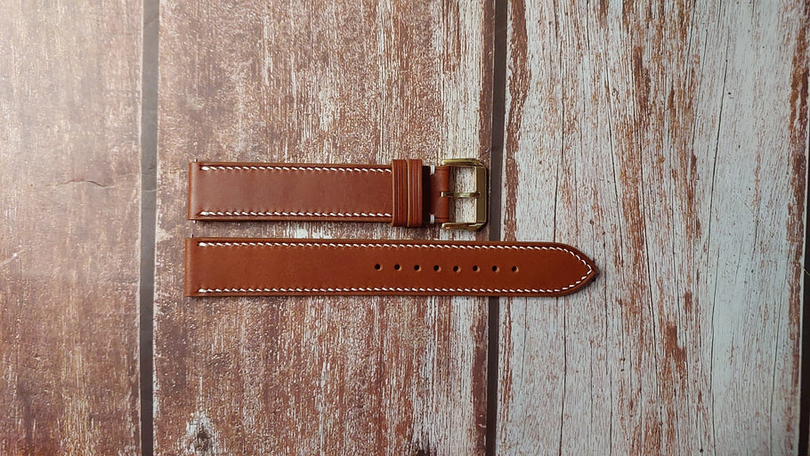 Brown Italian Veg Tanned Buttero Box Custom Leather Strap