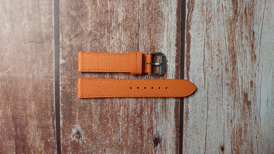 Orange Epsom Custom Leather Strap For Montblanc Stardate Automatic 107315 Watch