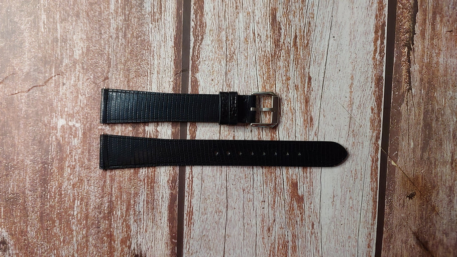 Black Full Grain Lizard Custom Leather Strap For Tiffany Tank Watch