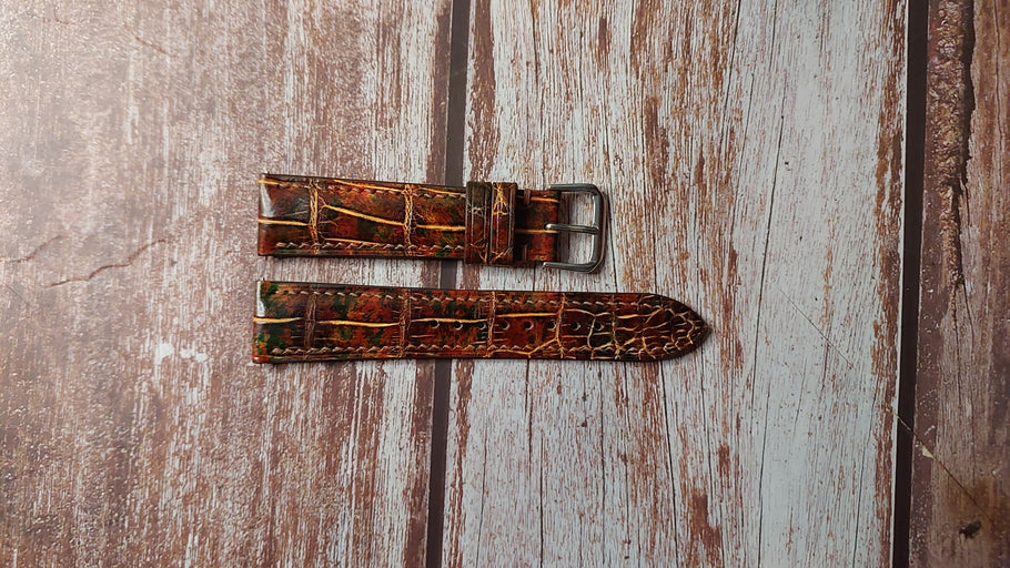 Mixing Dye Full Grain Crocodile Custom Leather Strap For Longines Master Watch