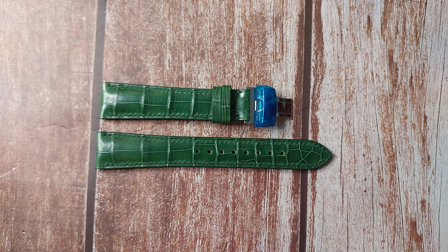 Green Full Grain Crocodile Custom Leather Strap