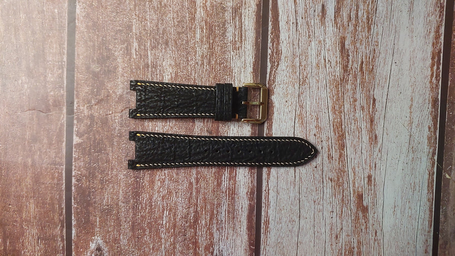 Black Sharkskin Leather Custom Notched Strap