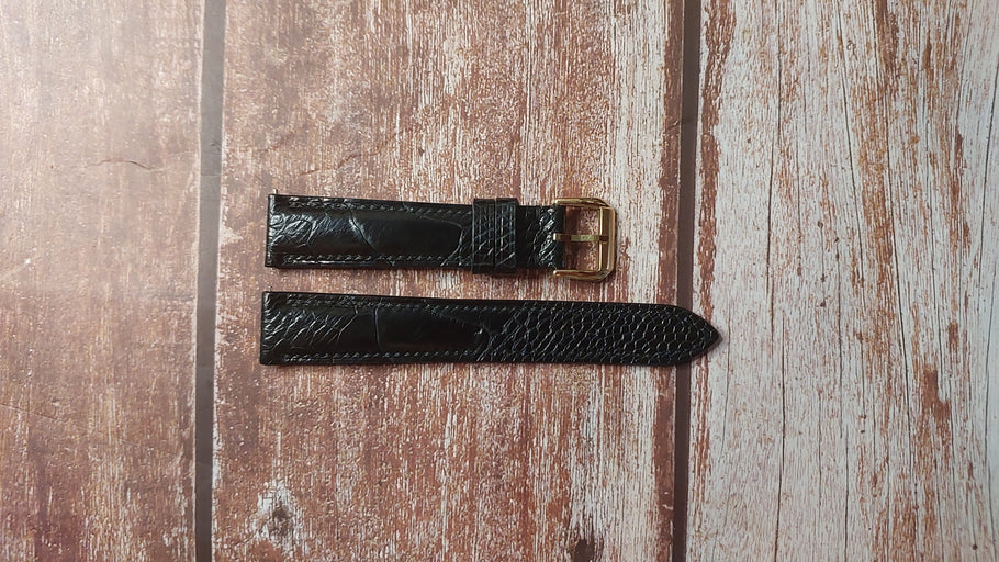 Black Full Grain Ostrich Leg Custom Leather Strap