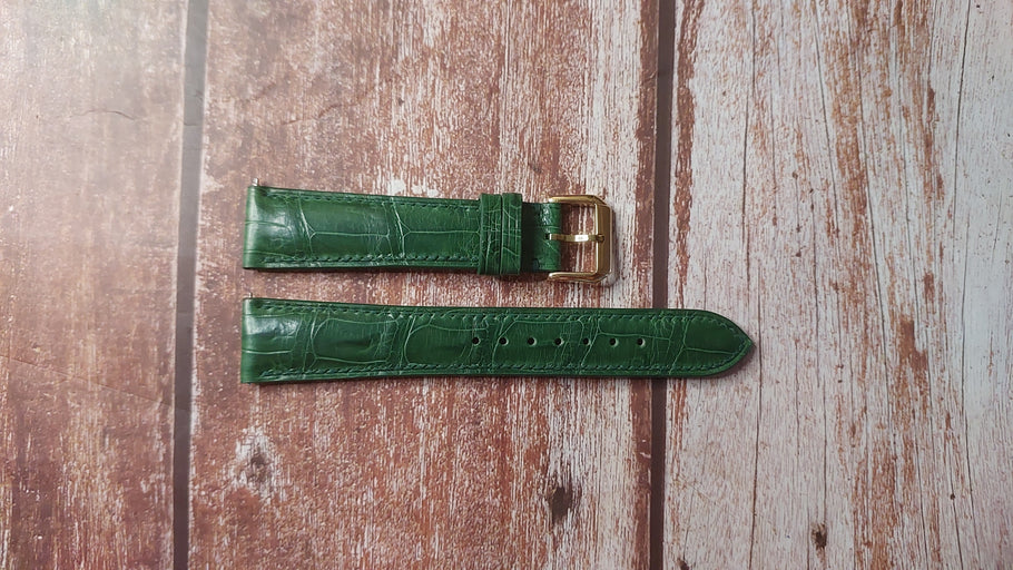 Green Full Grain Crocodile Custom Leather Strap