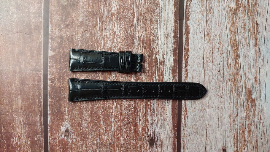 Black Full Grain Crocodile Custom Leather Strap For Patek Philippe Watch